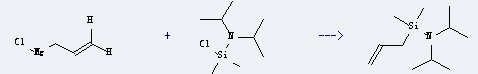  The Silanamine,1,1-dimethyl-N,N-bis(1-methylethyl)-1-(2-propen-1-yl)- could be obtained by the reactants of Diisopropylamino-dimethyl-chlor-silan and allylmagnesium chloride. 